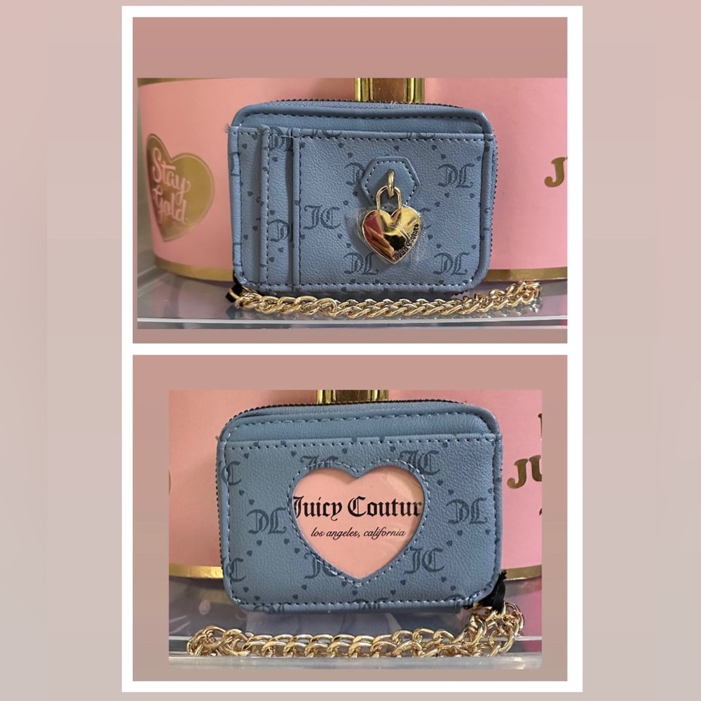 Juicy Couture Choose Juicy Square Zip Card Case in Diamond Slate Blue